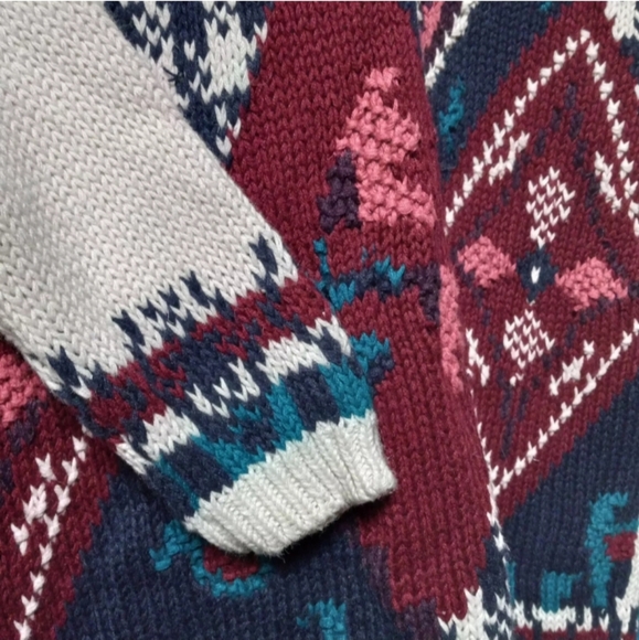 All Points By Reference Point Vintage 90's Harlequin Patchwork Sweater Medium - Picture 7 of 7